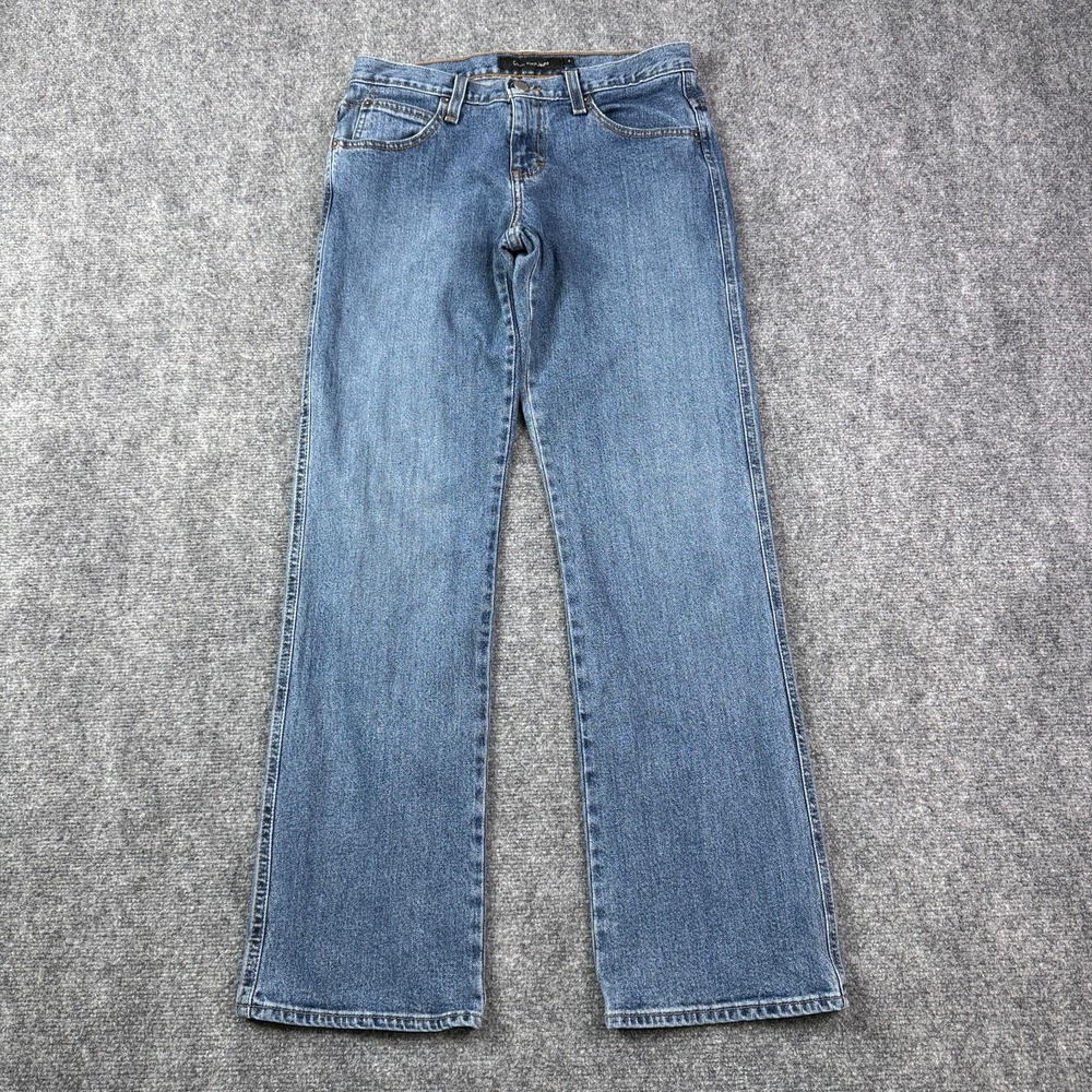 Calvin Klein Womens Straight Jeans Size 4 32L Smokey Blue Mid Rise Medium Wash
